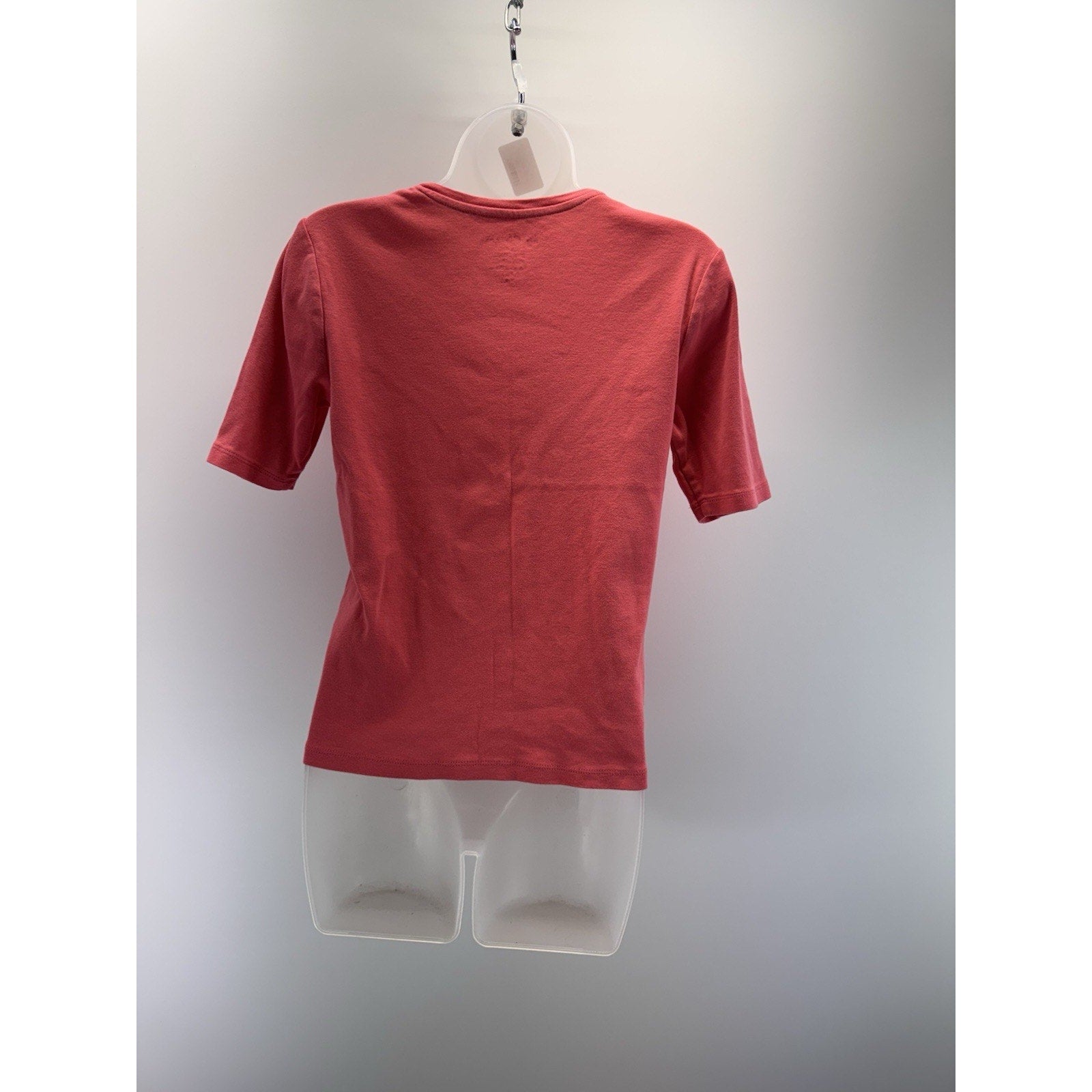Chico's Solid Pink Red Short Sleeve V Neck Tee Shirt Top Casual Women’s Small
