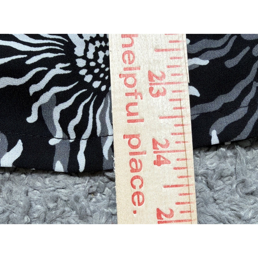 LOFT Outlet Petite XXSP Black White Floral Blouse 3/4 Sleeve Lightweight Boho