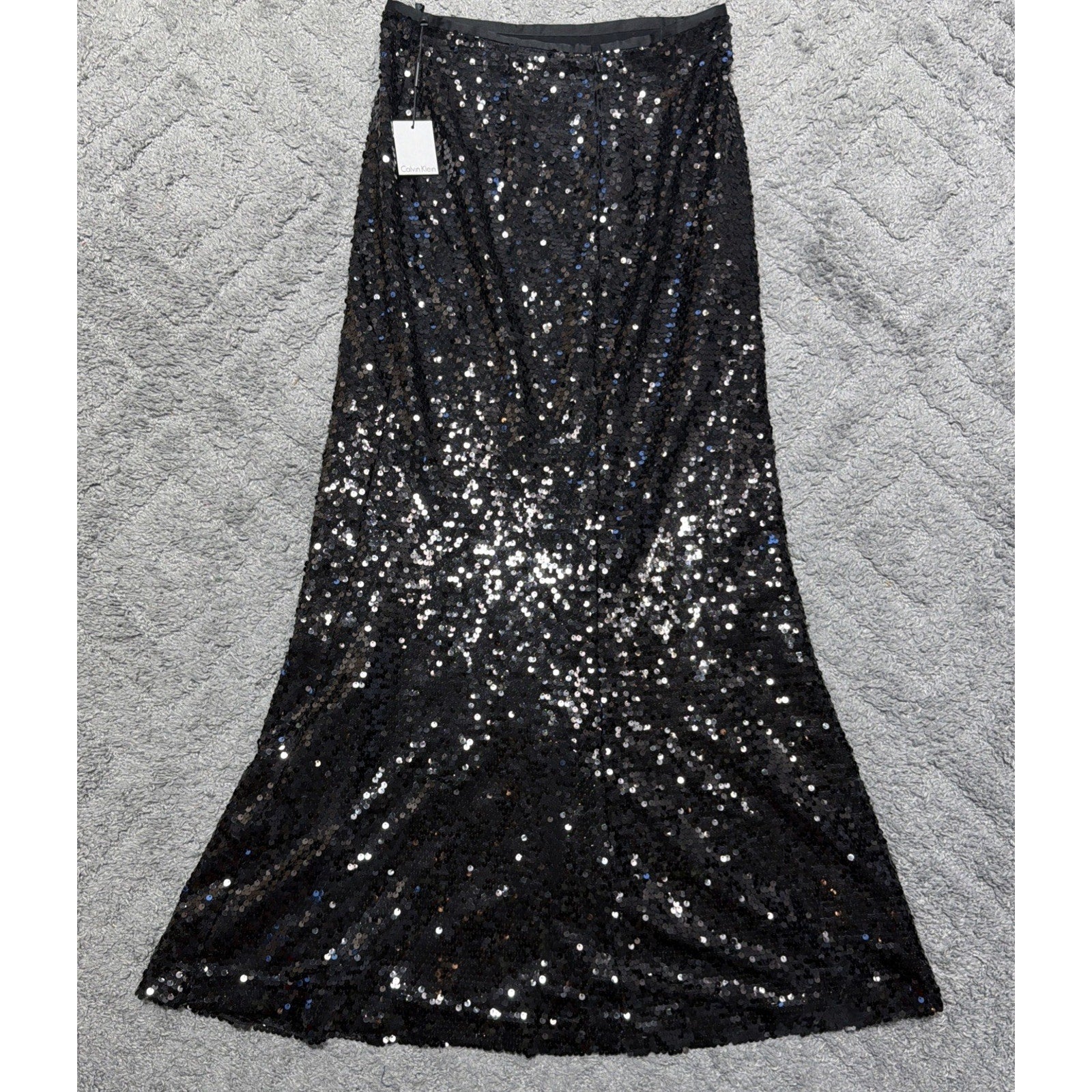 Calvin Klein Women's Sequin Long Black Shimmer Skirt Size 8 New With Tags