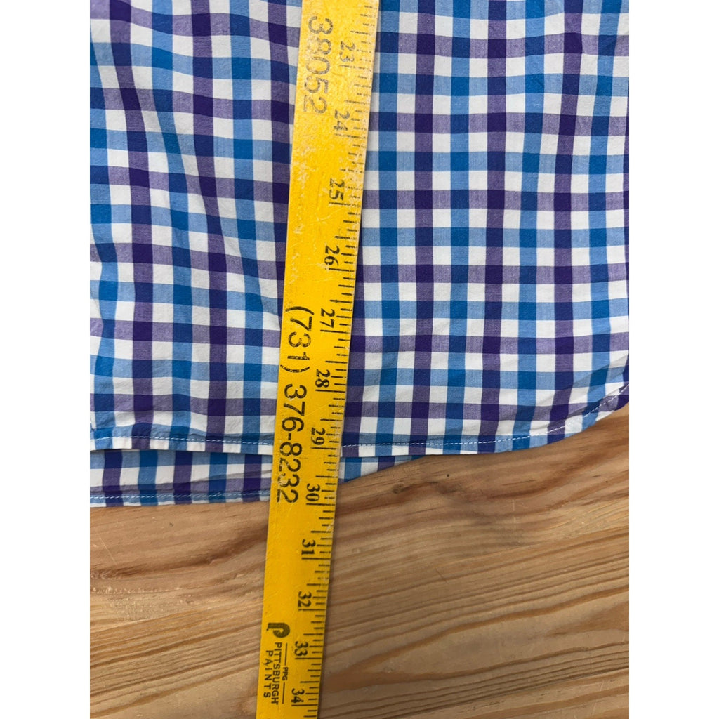 Old Navy The Classic Shirt Mens X-Large Button Up Blue Purple Check Long Sleeve