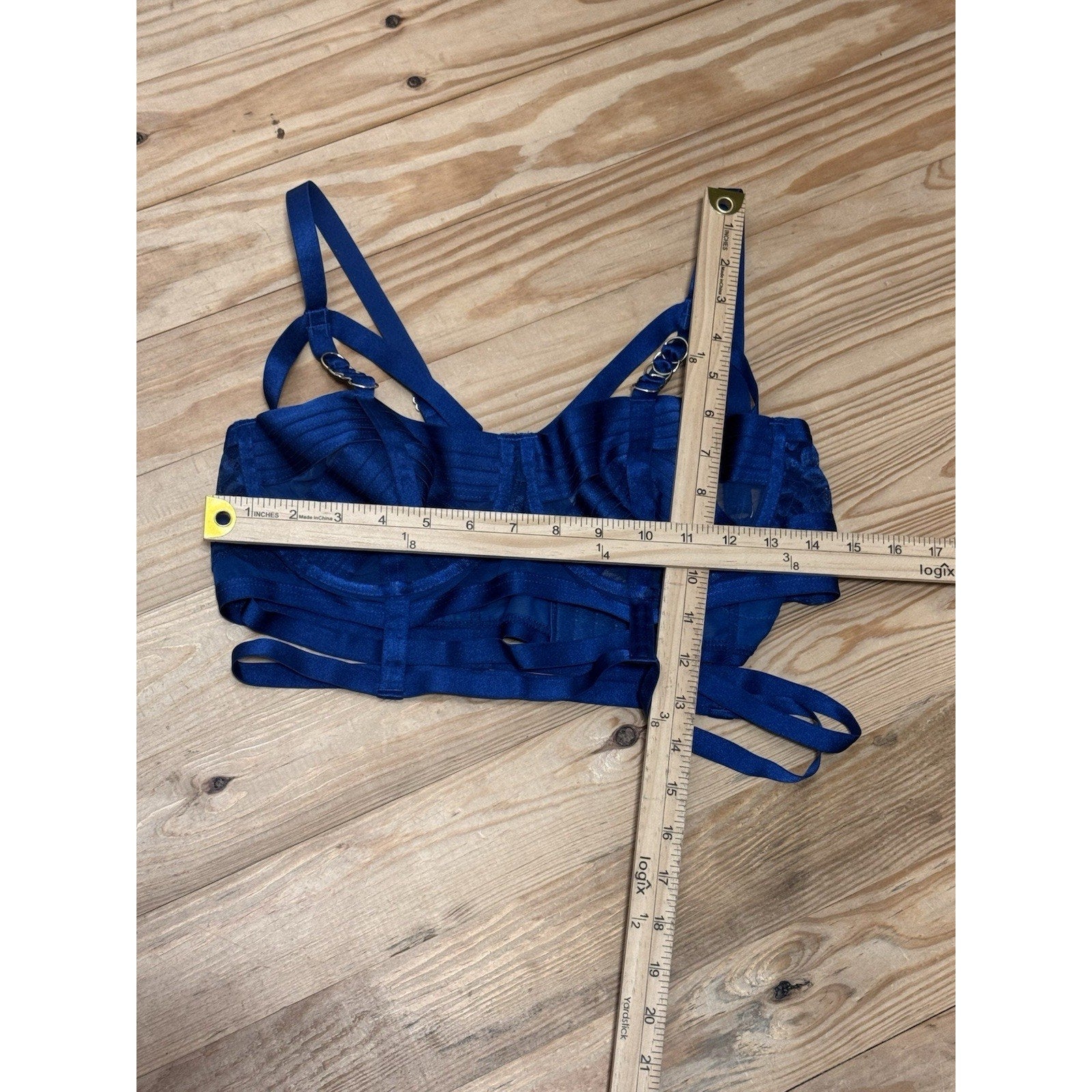 Torrid CAGE UNDERWIRE LONGLINE BRALETTE - LACE BLUE Size 1 Large NWT