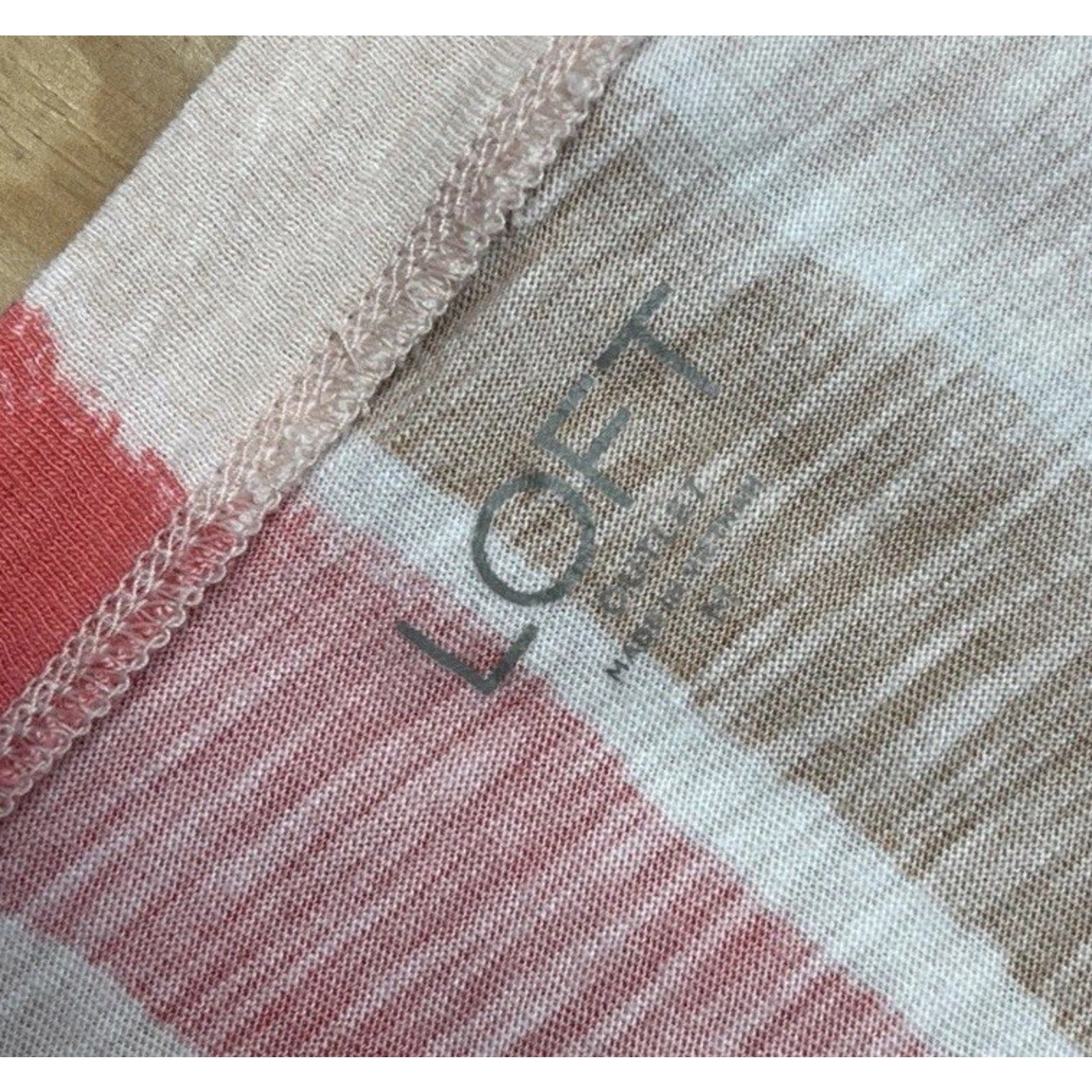 LOFT Womens Rust Red Mustard Striped Short Sleeve Vintage Soft Blouse Medium