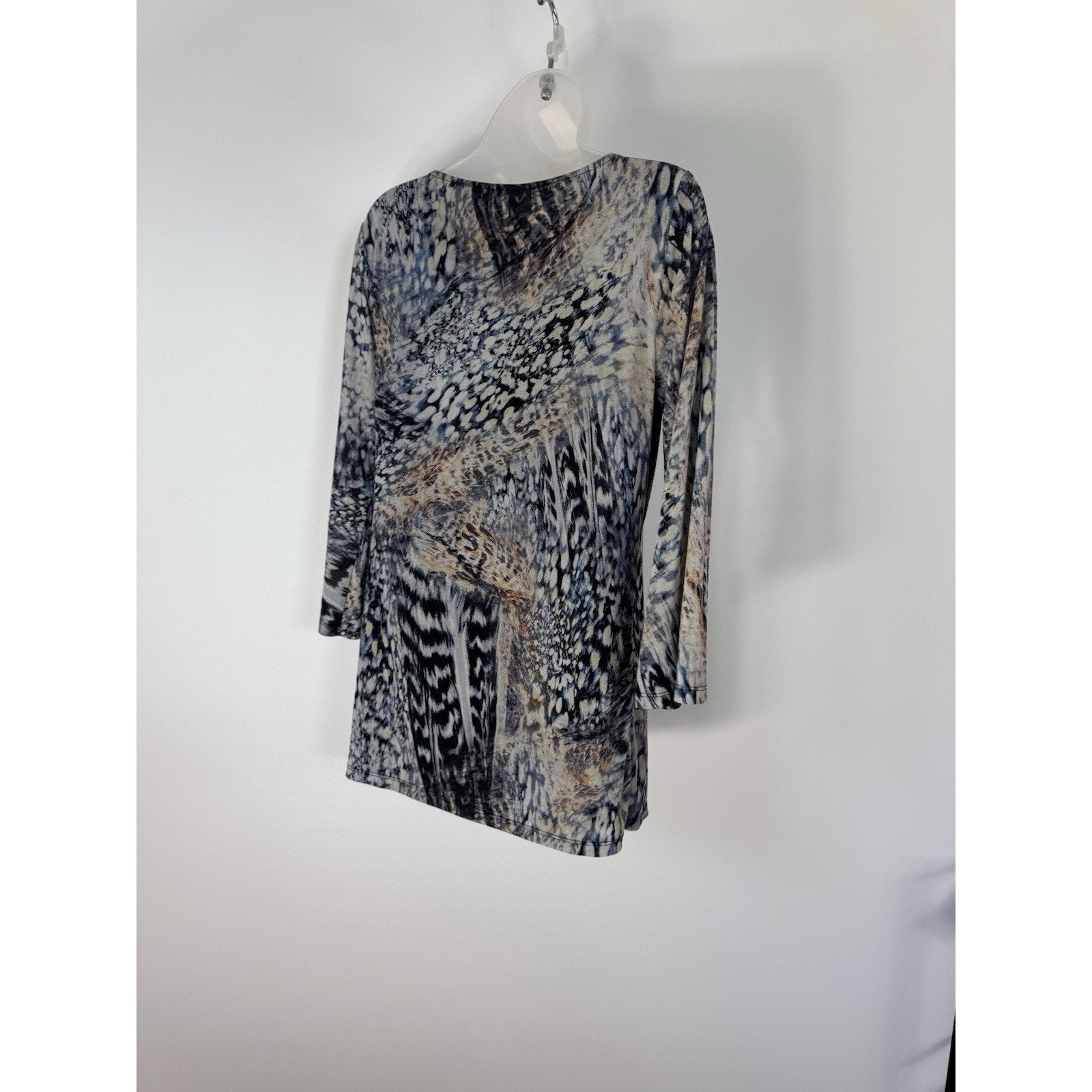 Cable And Gauge Top Women’s M Gray Brown Slinky Snakeskin Lined Tunic