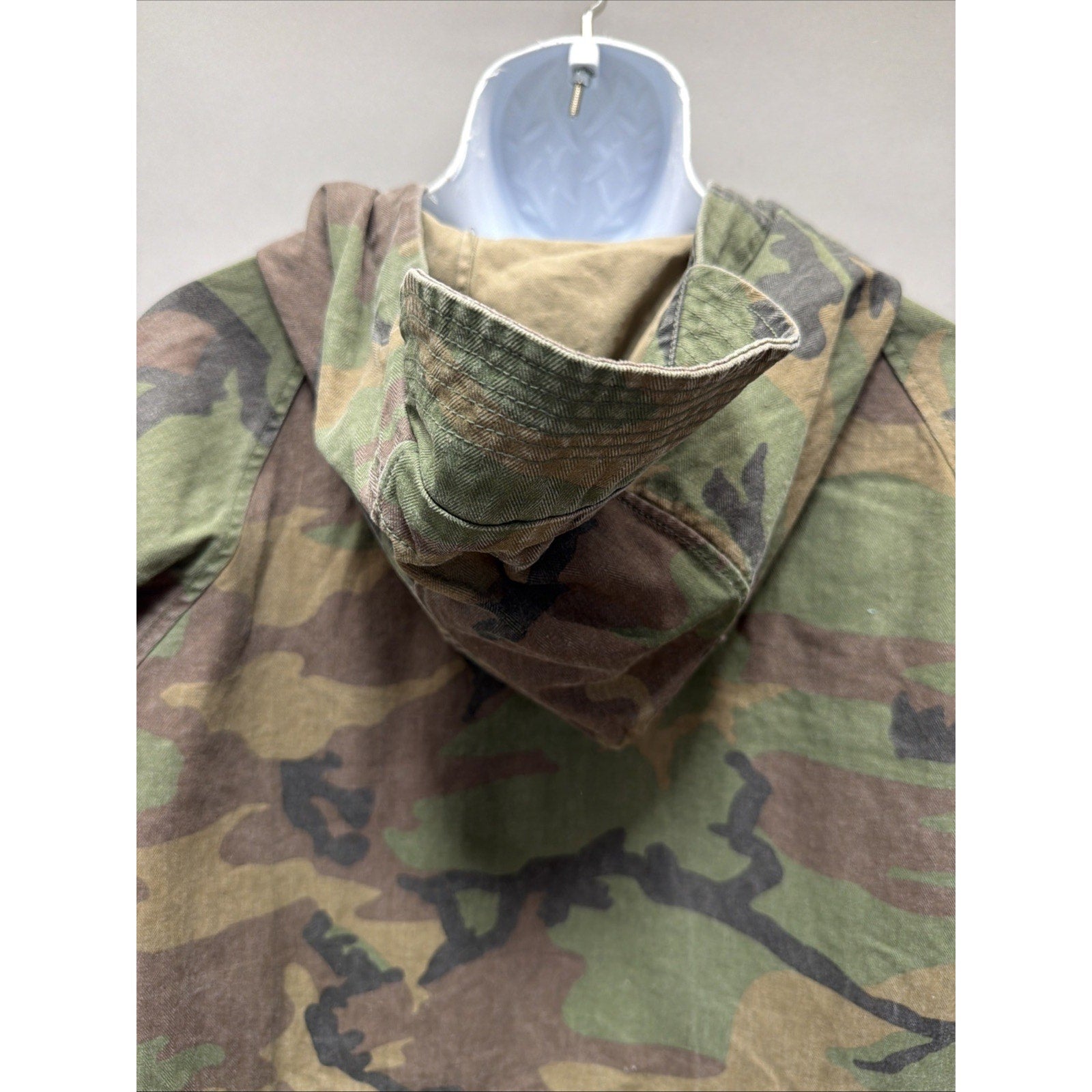 Wrmfzy m69 woodland camo hoodie Jacket Silk Linen Wool Tactical Army Hunting L