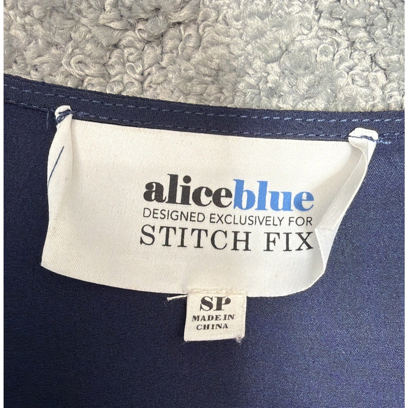 Alice Blue Stitch Fix Blouse Size S Blue Roll Tab Sleeve Striped Career Casual