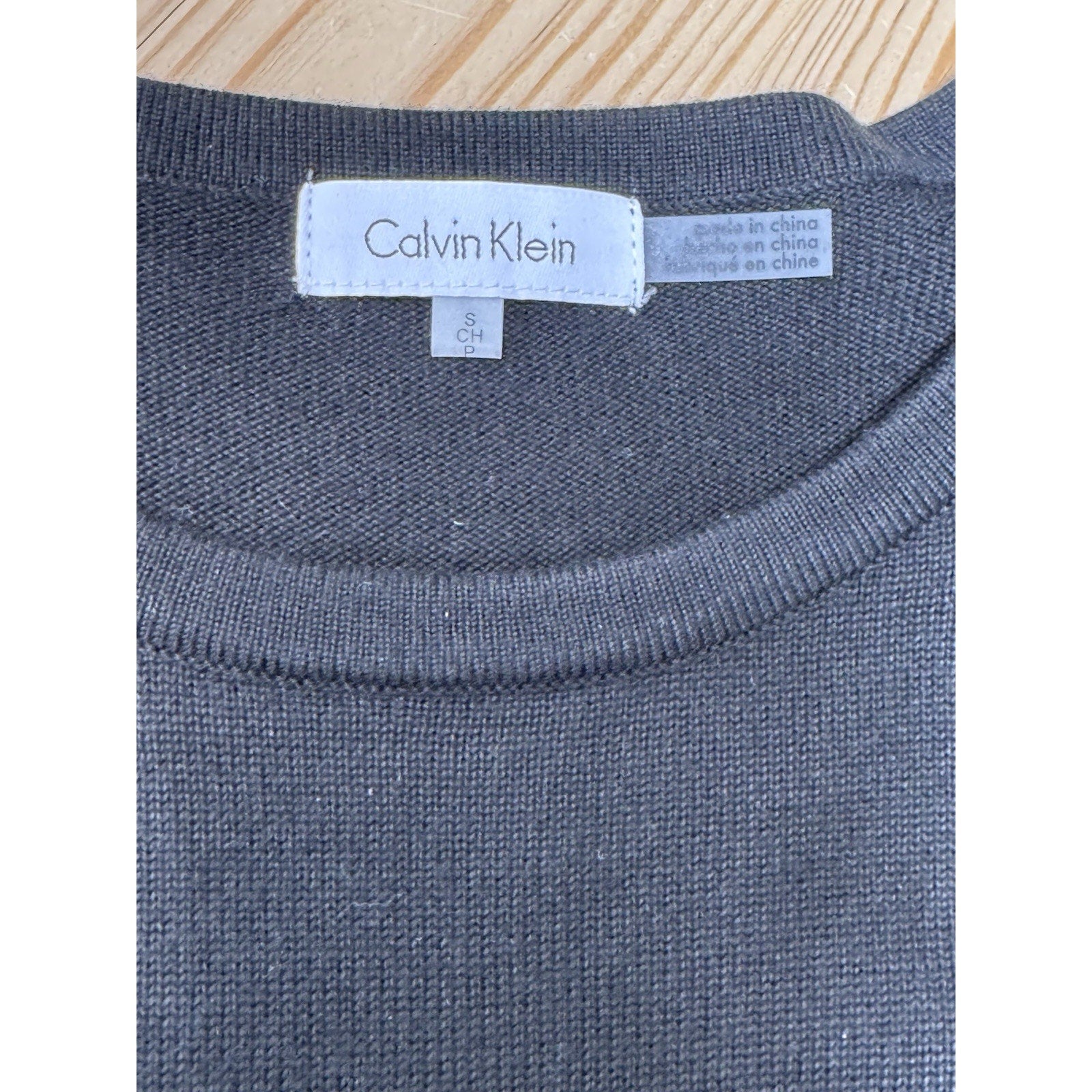 Calvin Klein Asymmetrical Striped Split Side Hem Pullover Crewneck Sweater Small