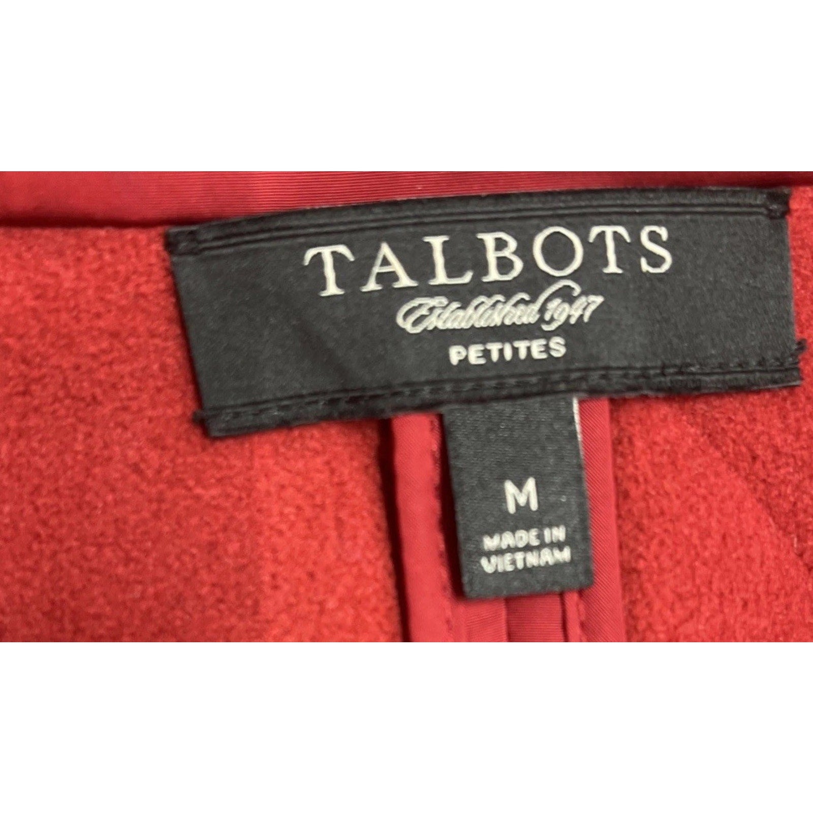 Talbots Red Quilted Vest Fleece Lined Size PM Mock Neck Button Front Sleeveless