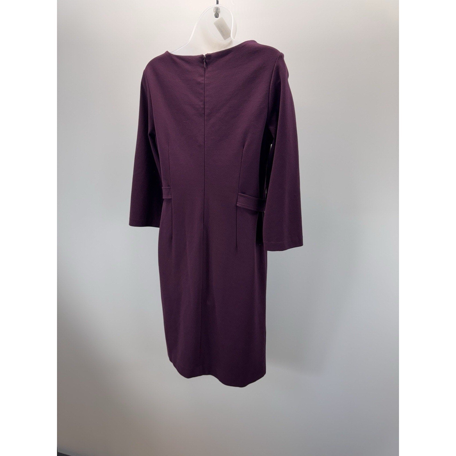 Chicos Sheath Dress Size 00 (US 2) Double Zip Maroon Knit 3/4 Sleeve