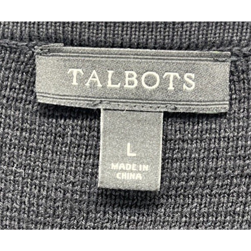 Talbots Women's Large Cardigan Vest Open Front Cream Black