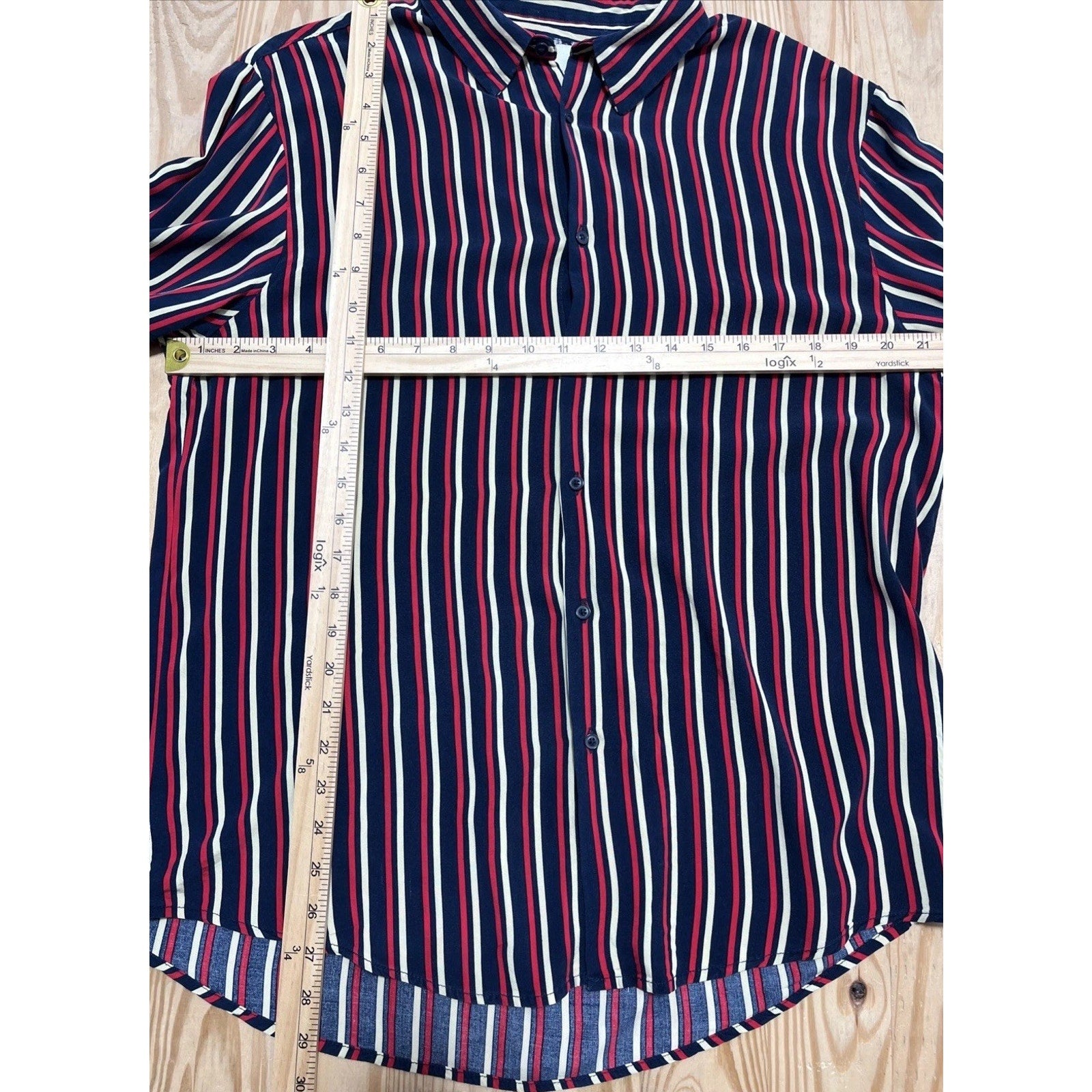 Denim & Flower Ricky Singh Viscose Striped Button Down Shirt Mens L