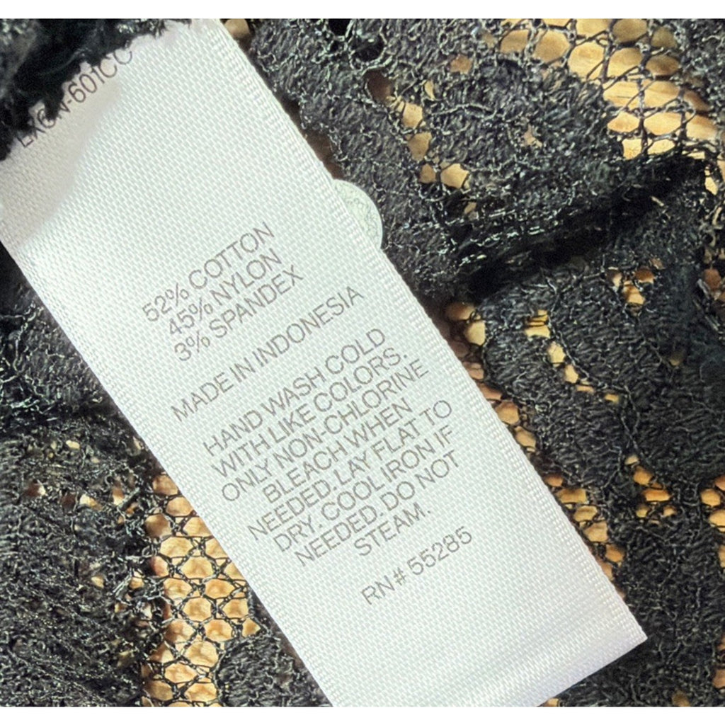 Express Women's Lace Sheer Long Sleeve Top Black Medium Boho Romantic Y2K