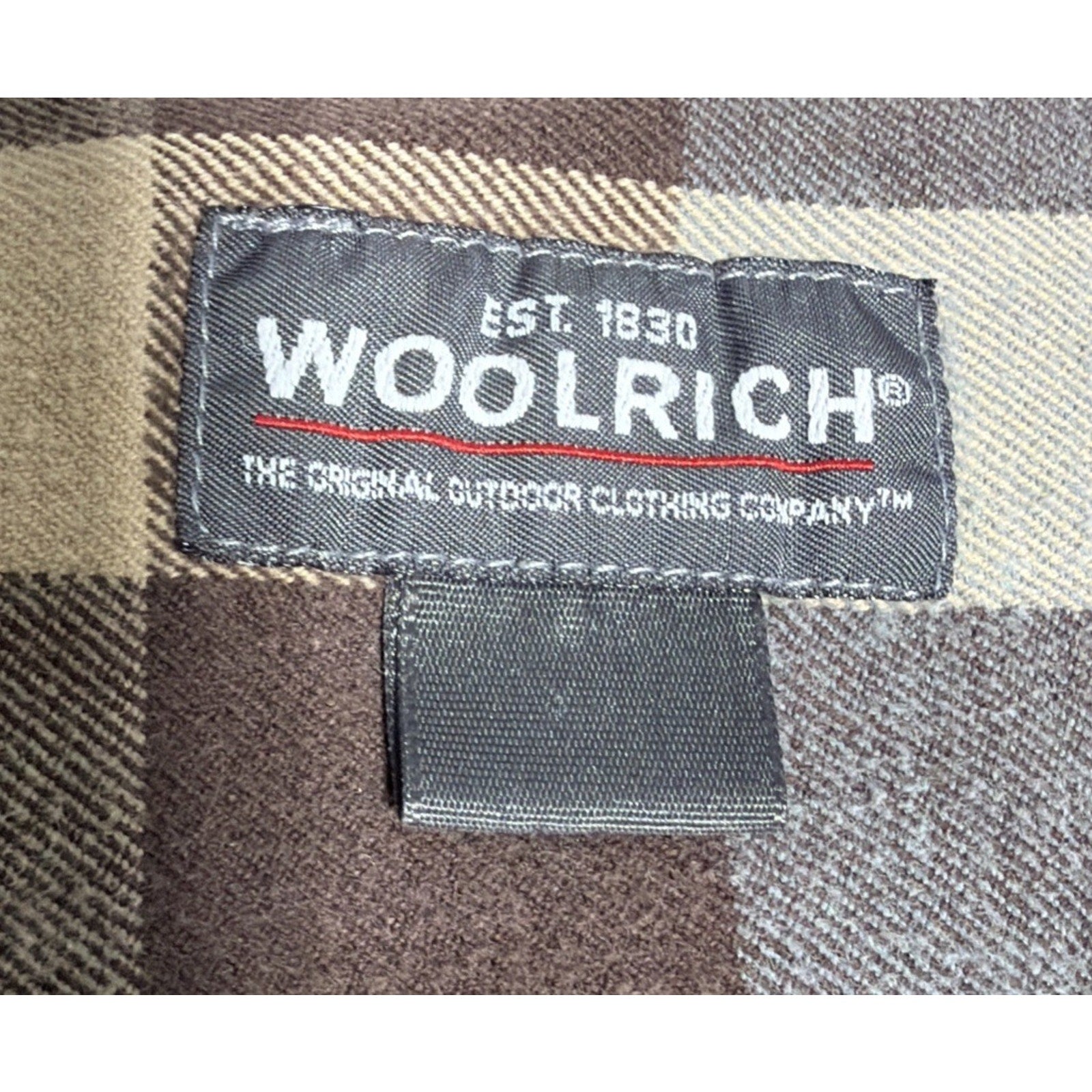 Vintage Woolrich Heavyweight Flannel Shirt Brown Blue Cream Plaid