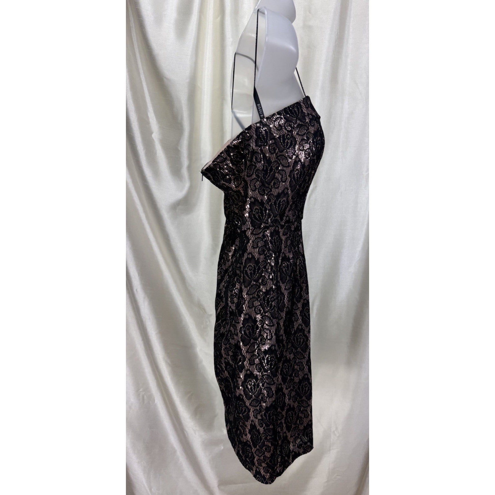 Bisou Bisou Dress Blush/Black strapless with attachable straps NWT Women’s 8