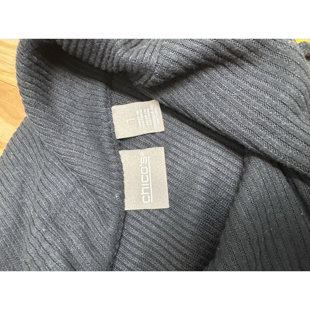 CHICOS Black Rayon Blend Split Cowl Neck Long Sleeve Tunic NWT