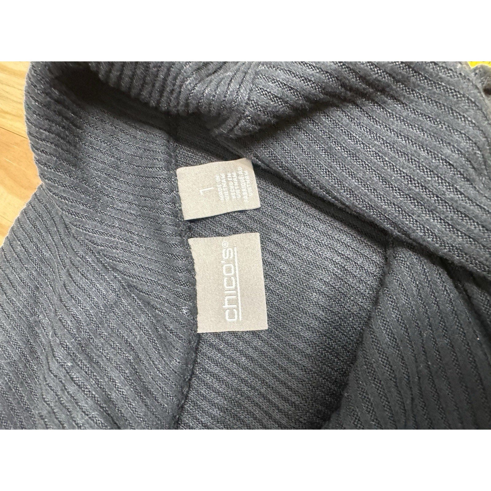 CHICOS Black Rayon Blend Split Cowl Neck Long Sleeve Tunic NWT