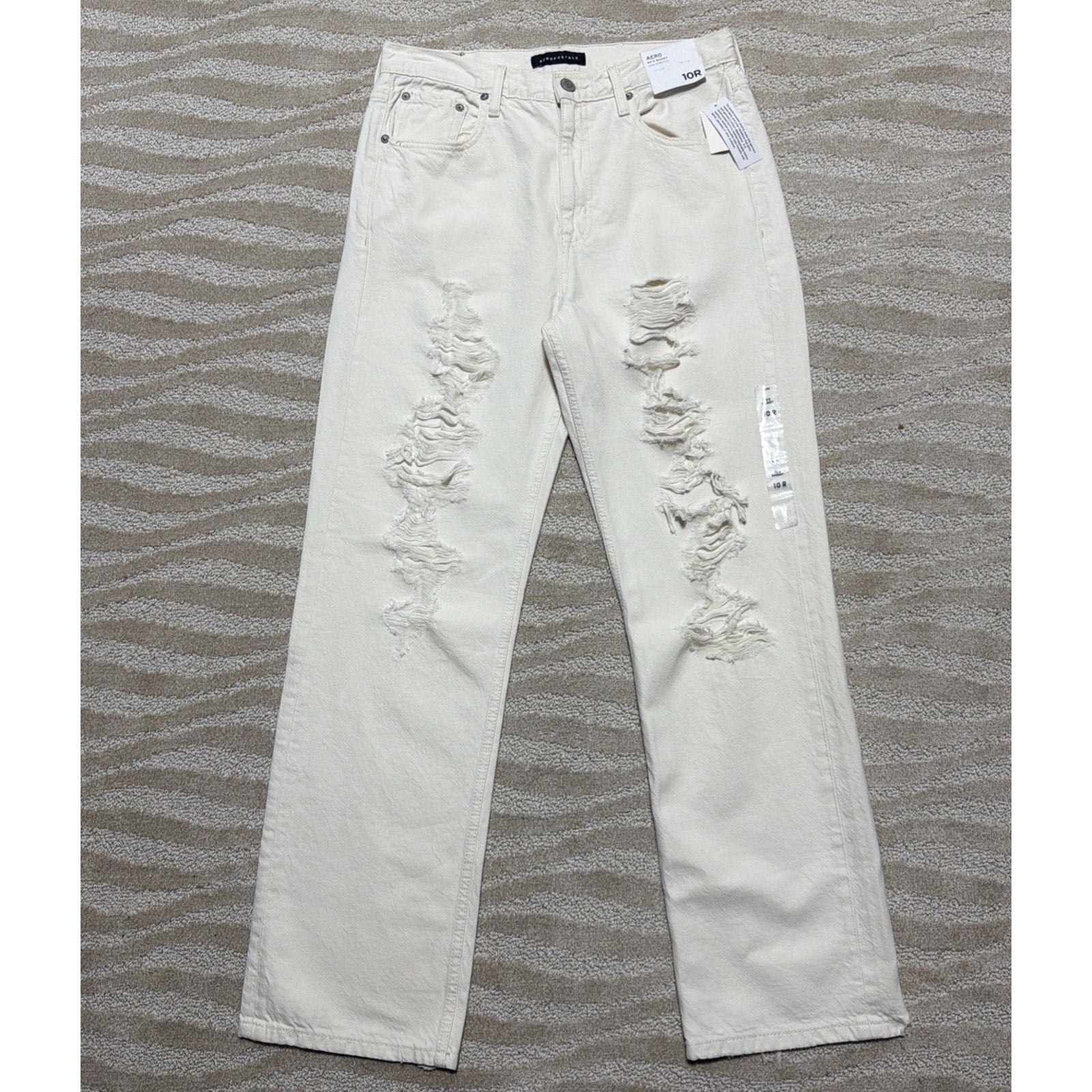 Aeropostale Women's 90s High Rise Baggy Jeans In Cream Size 10 NWT 32x31