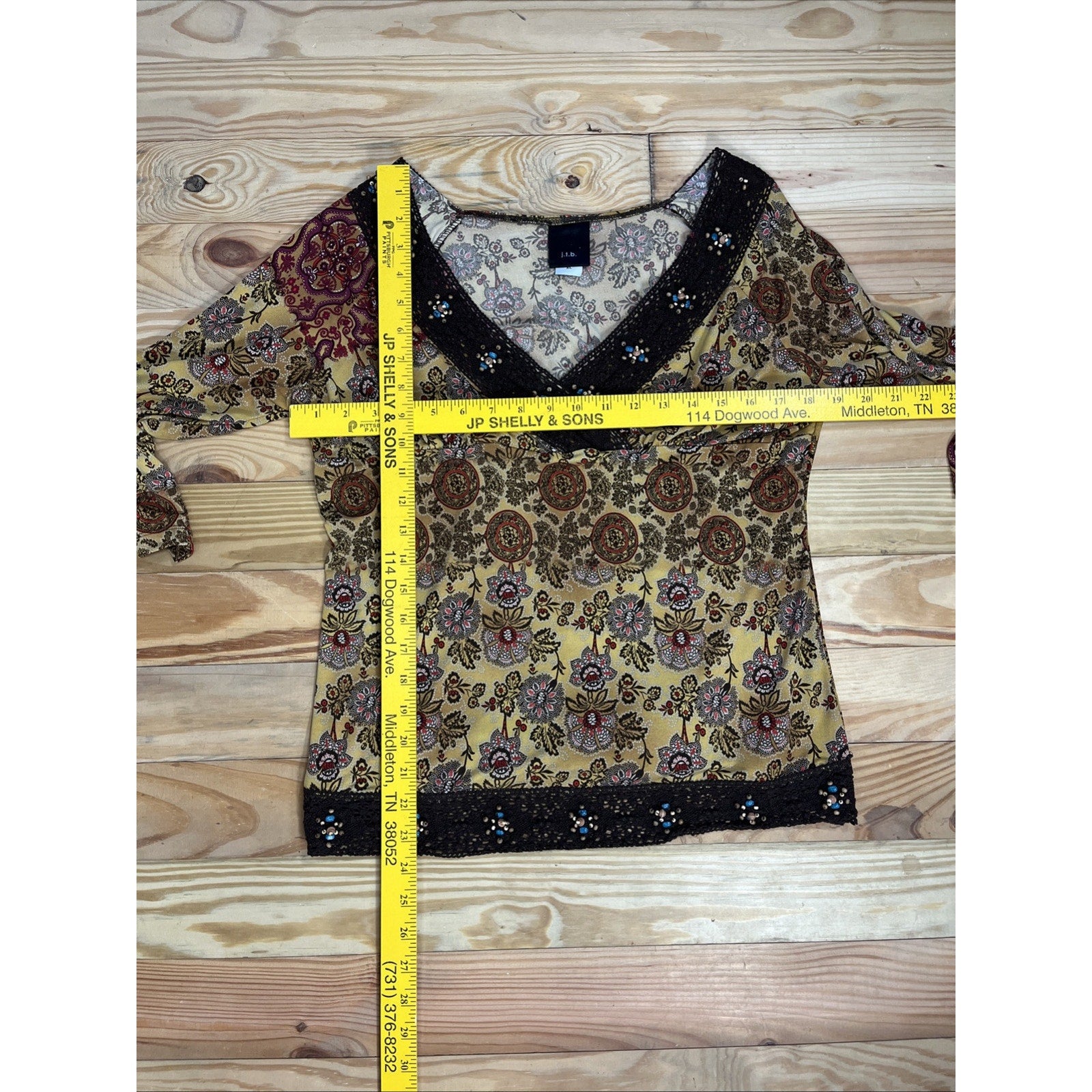 Vintage JTB women's half sleeve multicolor floral stretch tunic top size XL