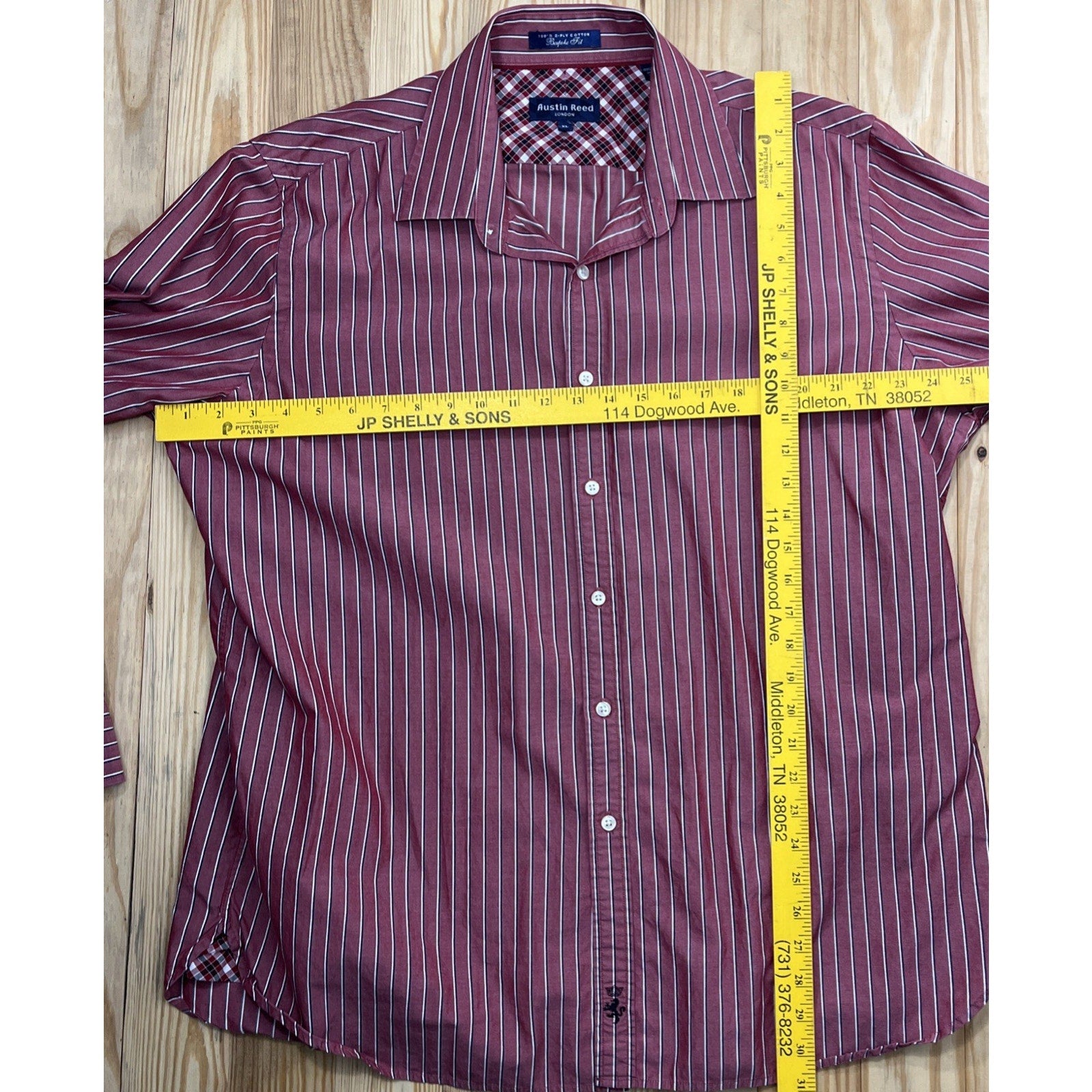Austin Reed London Men's Bespoke Fit Striped Button Front Dress Shirt Size L