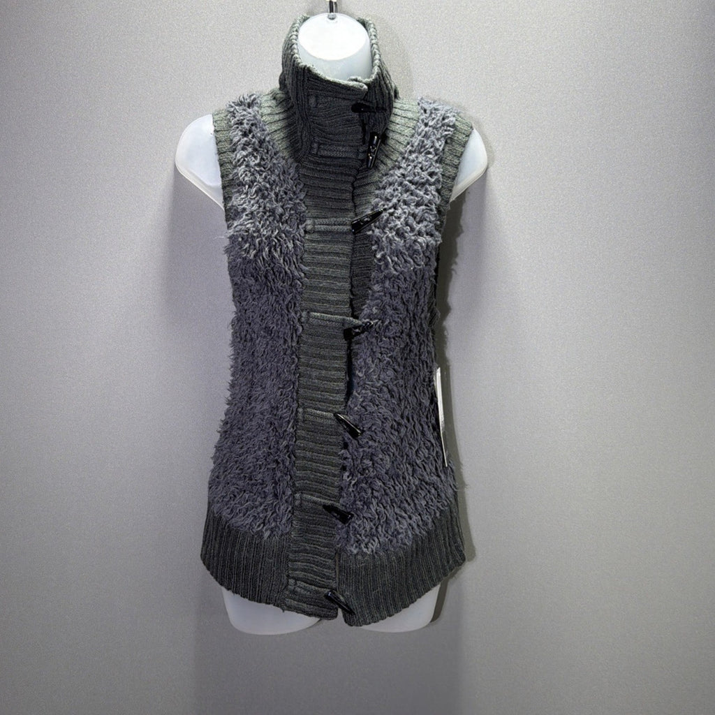 Kensie Women's Size Medium Gray Sherpa Vest Faux Fur Boutique NWT