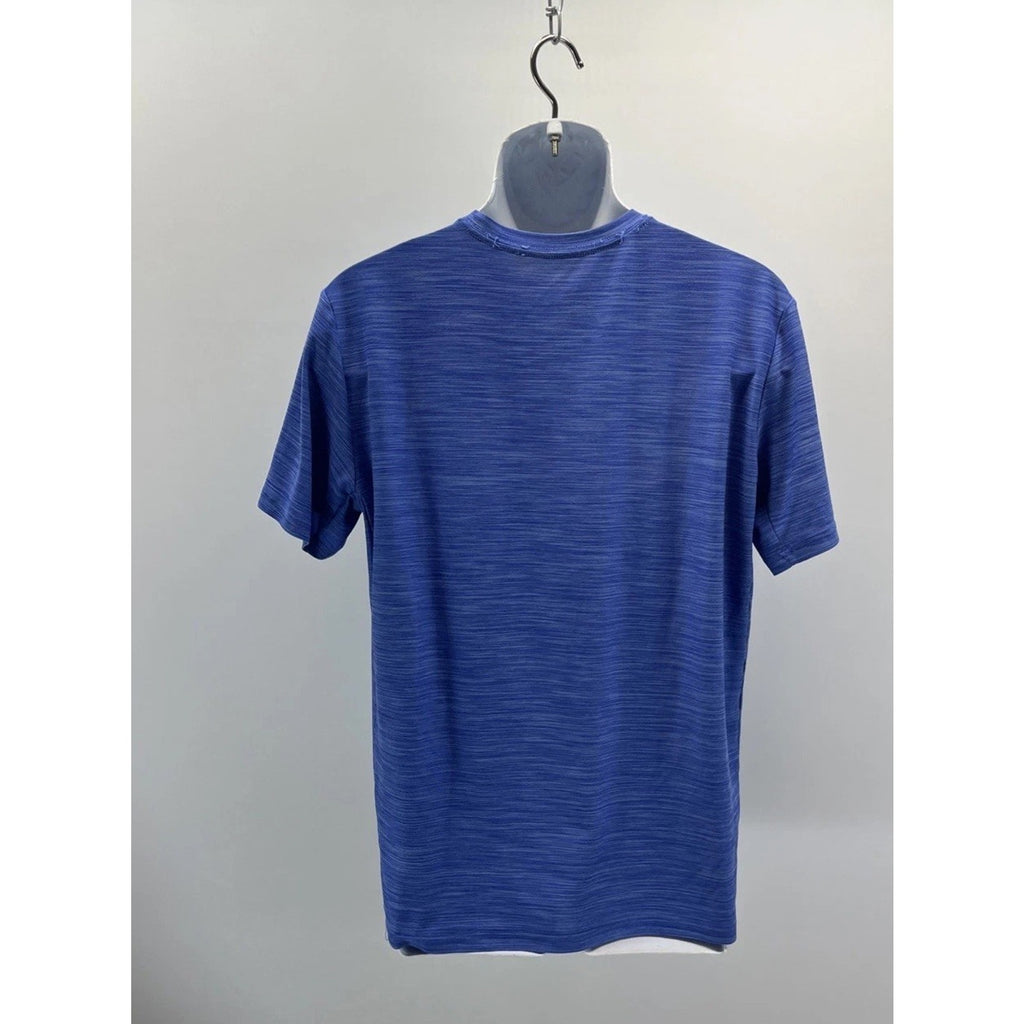 NIKE Men's Gray Logo Dri-FIT Short Sleeve T-Shirt L Blue Heathered