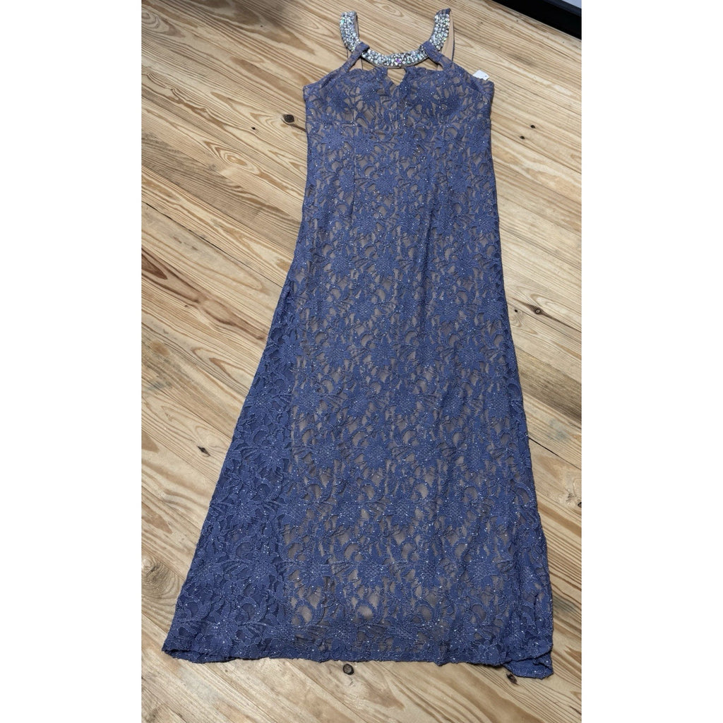 Deb Glitter Lace Lavender Formal Halter Gown Lined Women’s Size 18 NWT