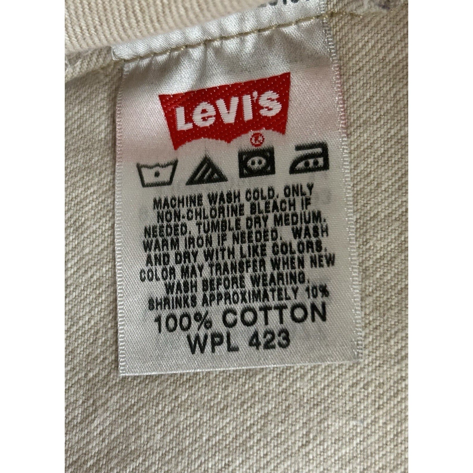 Levi's 501 XX Button Fly Straight Leg Beige Denim Jeans Mens Size 36 x 32 Redtab
