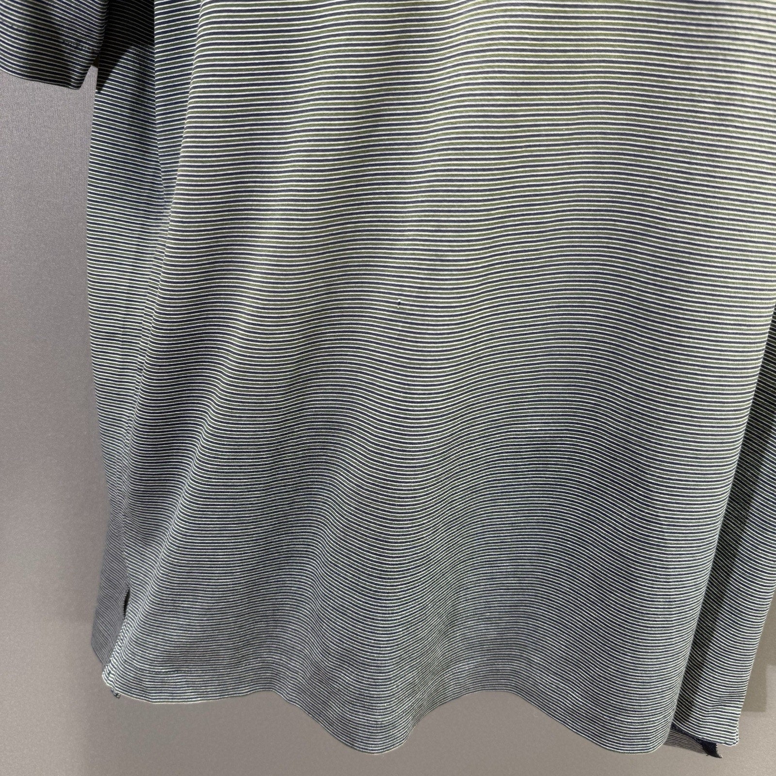 Polo Golf Ralph Lauren Mens L 100% Pima Cotton Striped Polo Shirt Navy Green