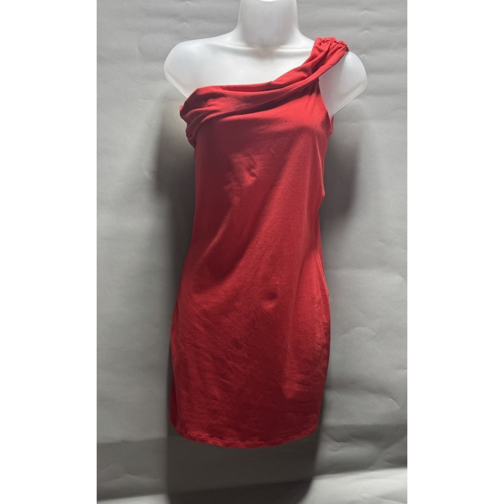 VS Bra Tops Red One Shoulder Bodycon Dress Built-In Bra Stretch Size S