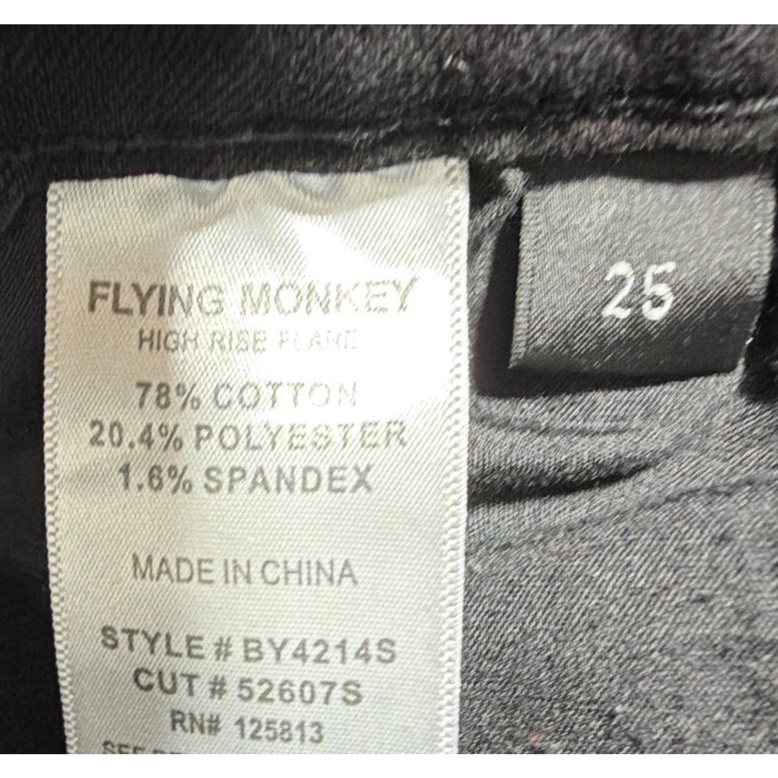 Flying Monkey Jeans Womens Size 25 High Rise Flare Black Cotton Blend