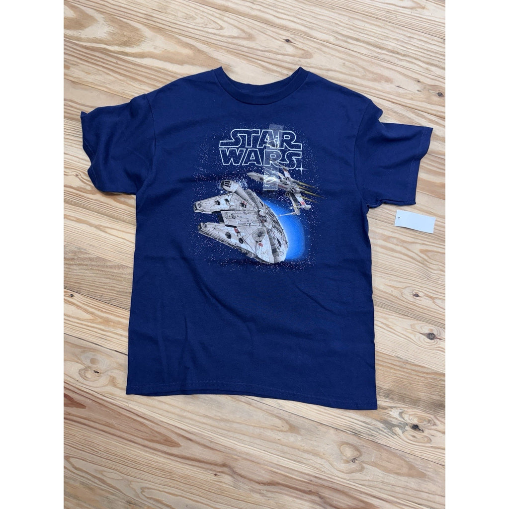 Star Wars Boys Blue Short Sleeved Millenium Falcon T-Shirt Tee Shirt 16/18 NWT