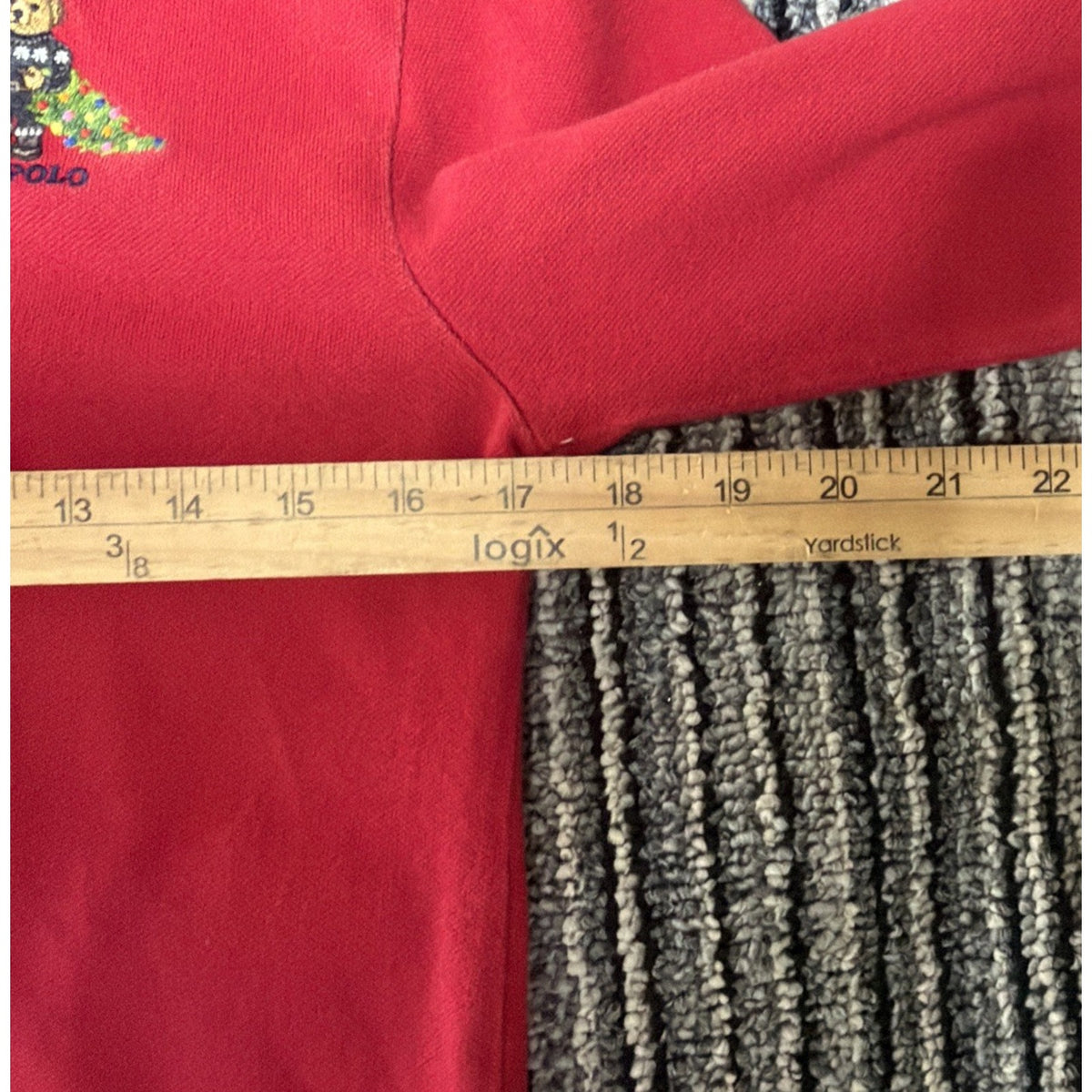 Polo Ralph Lauren Shirt Boys L Red Bear Christmas Tree Long Sleeve Pique Polo