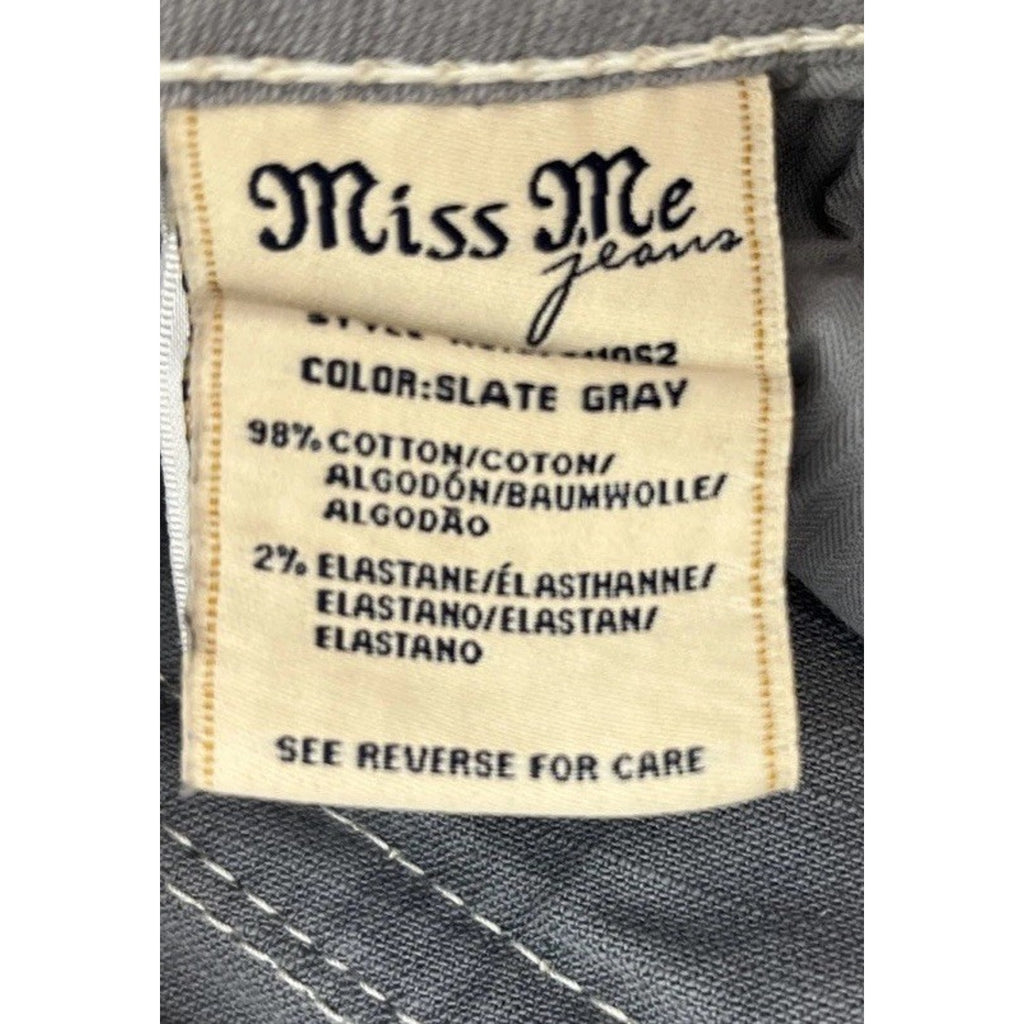 MISS ME Denim Women's Embroidery Rhinestones Low Rise Skinny Gray Jeans 30