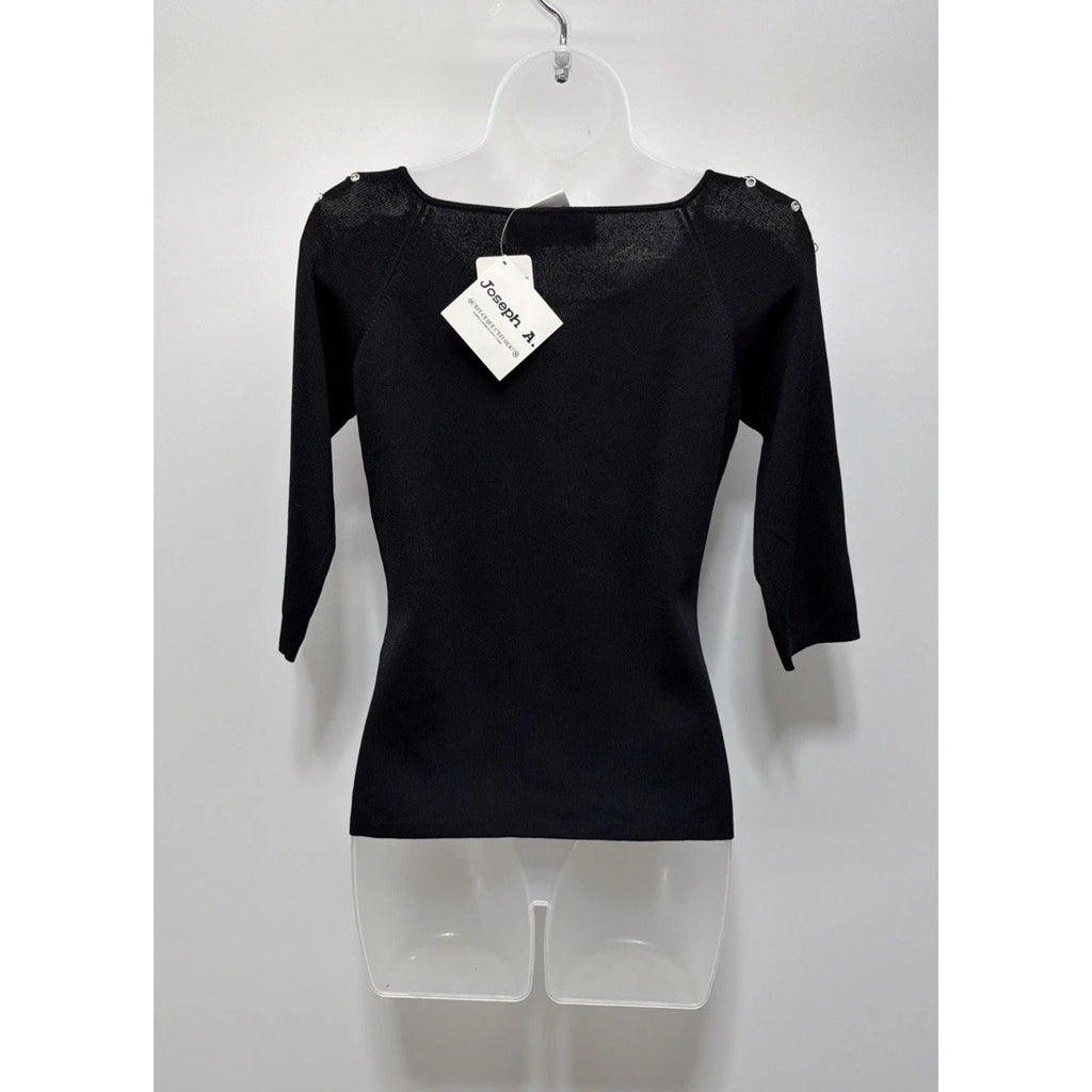 VINTAGE Top Joseph A. Qu'est Ceque C'est Black Knit Med Cold Shoulder NWT
