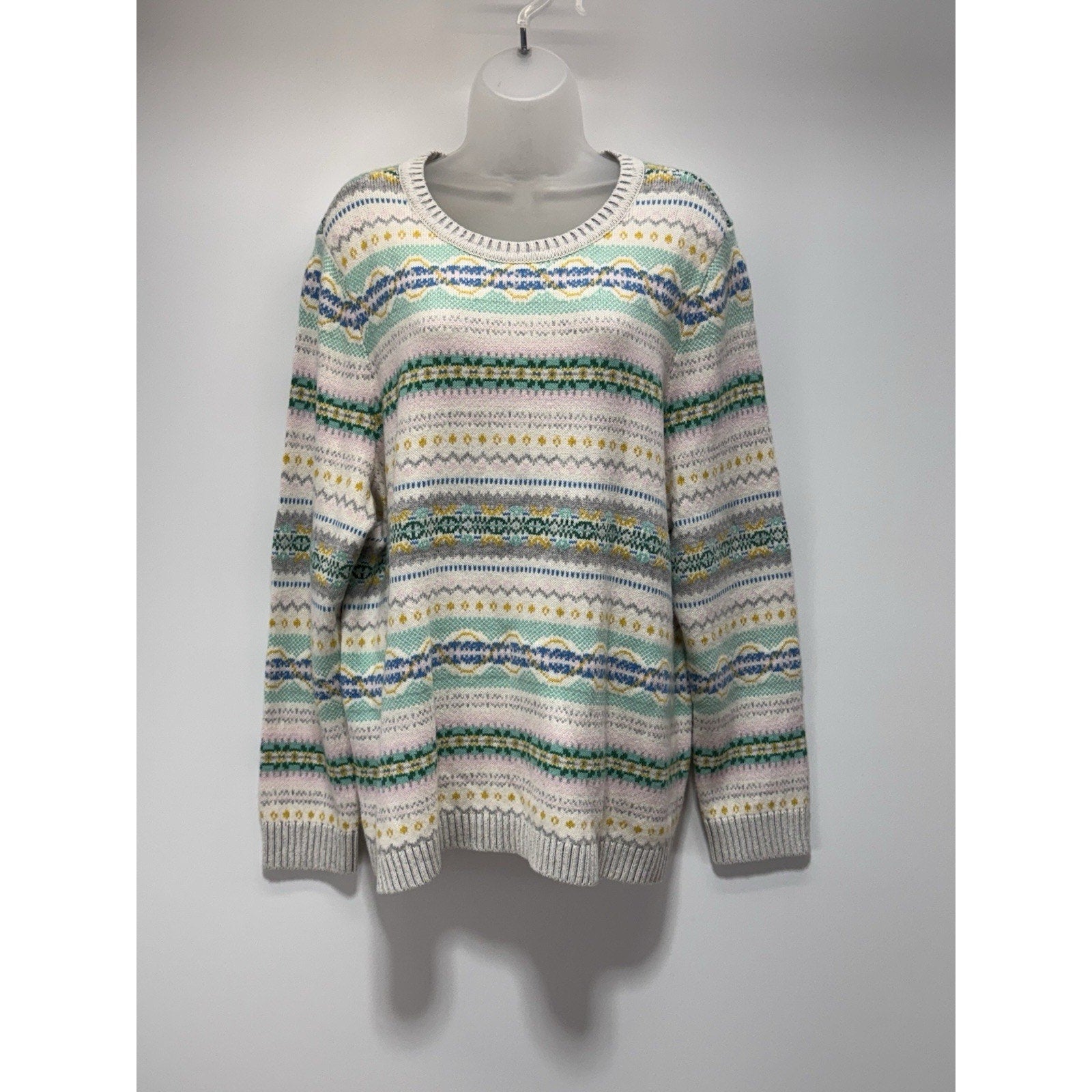 Talbots Plus Fair Isle Multi Striped Crewneck Sweater Women’s Size 2X NWT