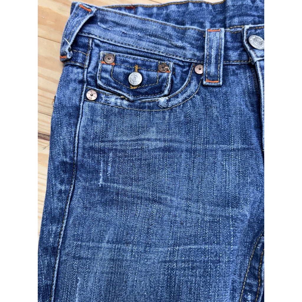 True Religion Low Rise Women’s Flare Blue Jeans Size 26 RN#112790 Made In USA