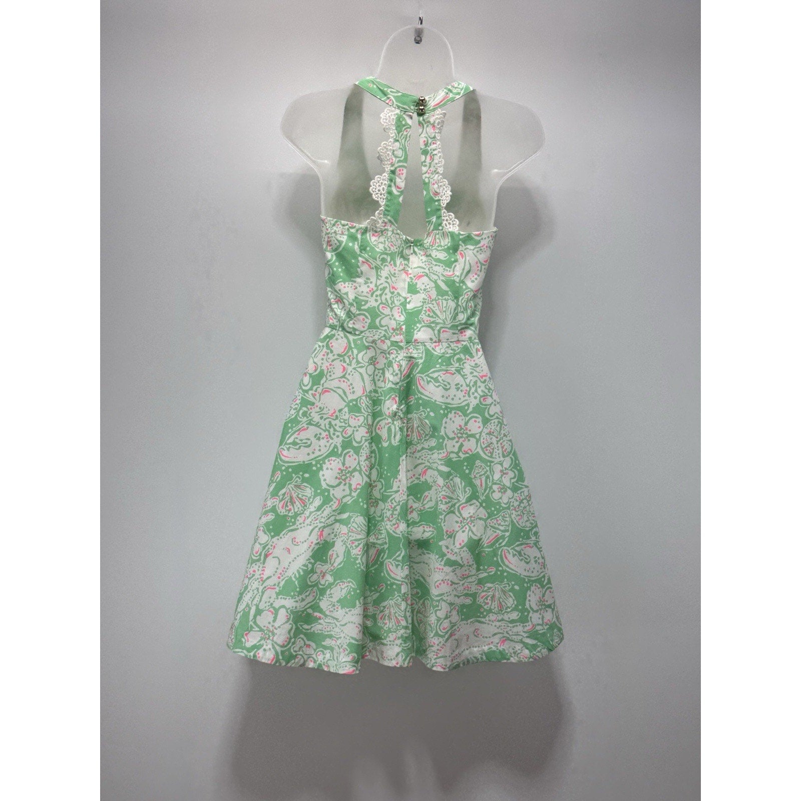 LILLY PULITZER Green Pink White Glenda Green Beach Bash Racerback Dress Size 00