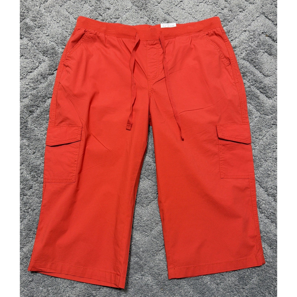 St Johns Bay Capri Pants Womens PXL Petite Parachute Cargo Pockets Drawstring