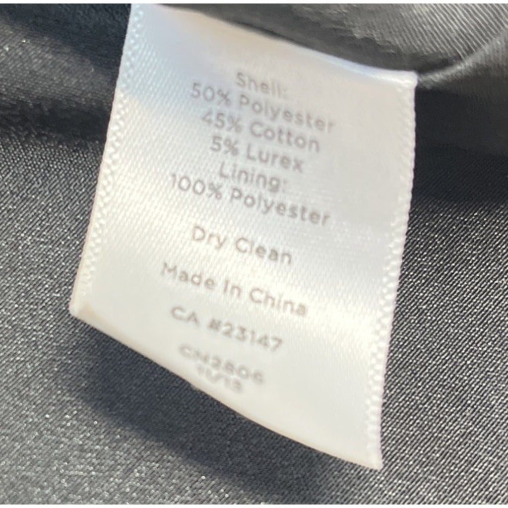 Talbots Women's Sz 4 Petite Tweed Top/Blouse Fringe Trim SS Black Ivory Lined