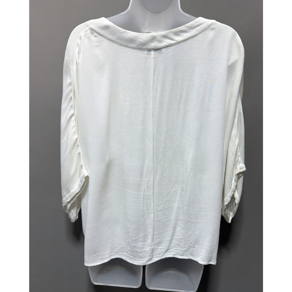 Express Women’s Sheer White Button Down Cover Up Blouse Size Med Gorgeous Versat
