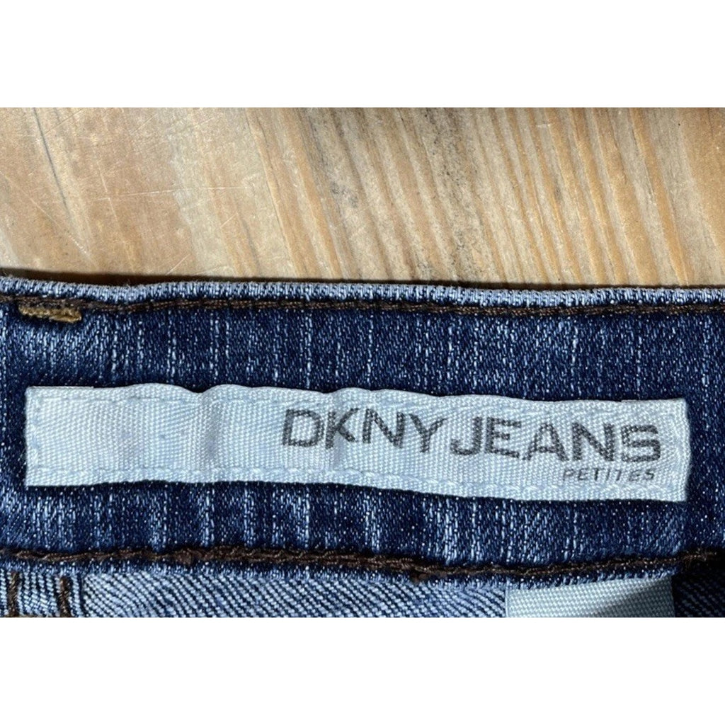 DKNY Pants Women 8 P Blue Denim Jeans Flared Soho Low Rise Cotton Blend 30x28