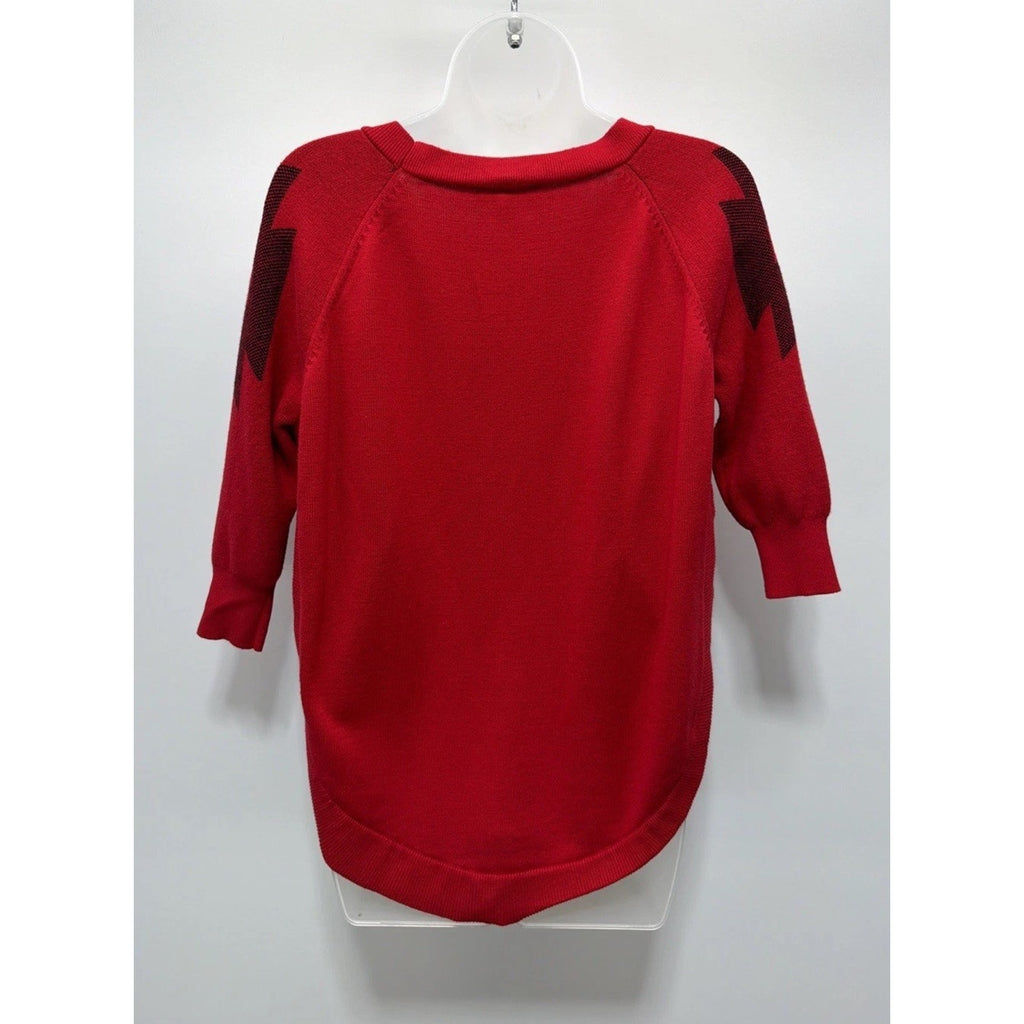Express Women’s Sweater Size XS Red Aztec Geometric 3/4 Sleeve Warm