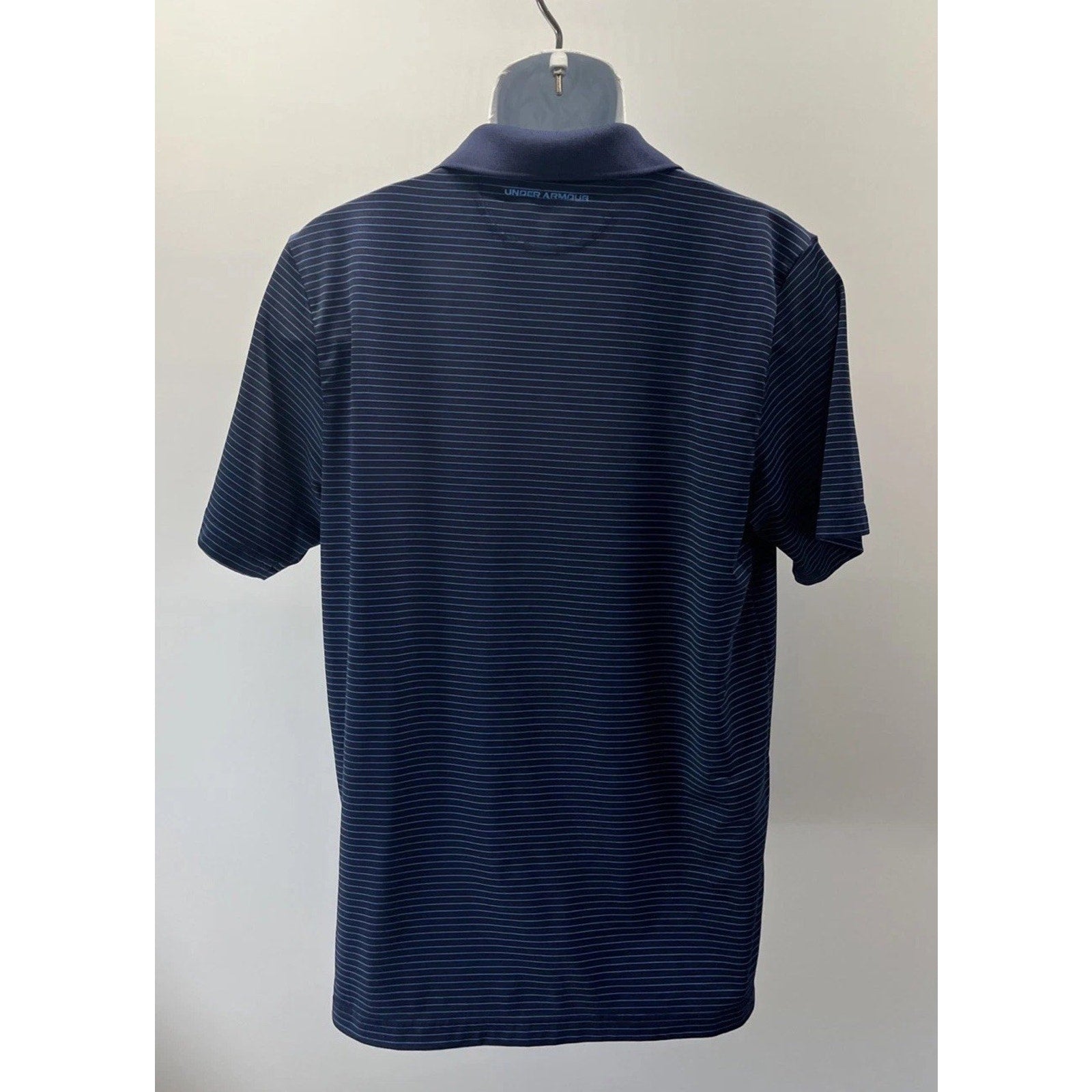 Under Armour Men's UA Matchplay Stripe Polo Shirt Blue Medium Activewear Logo