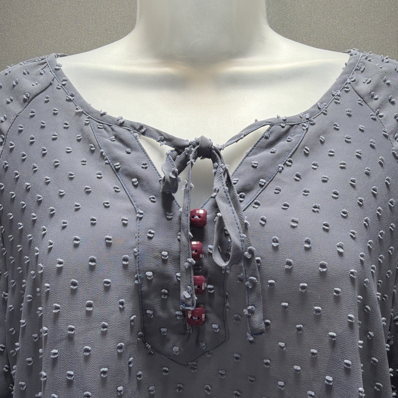 Matilda Jane Blouse Womens XS Blue Swiss Dot Castle Rock Paint by Numbers Top