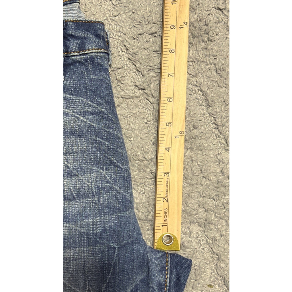 True Religion Jennie Curvy Mid Rise Super Skinny Flap Blue Jeans Crinkle Size 29