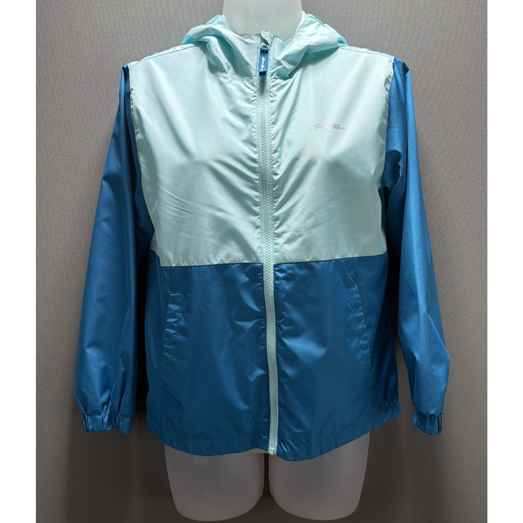 Eddie Bauer Jacket Kids M 10-12 Windbreaker Colorblock Full Zip Hooded Youth