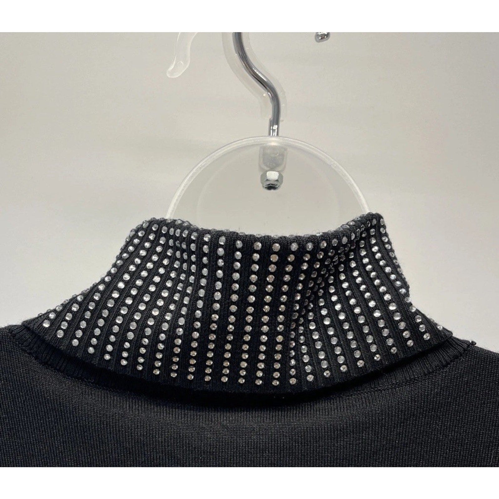 Calvin Klein Women Embellished Turtle Neck Sweater Black Dress Size M