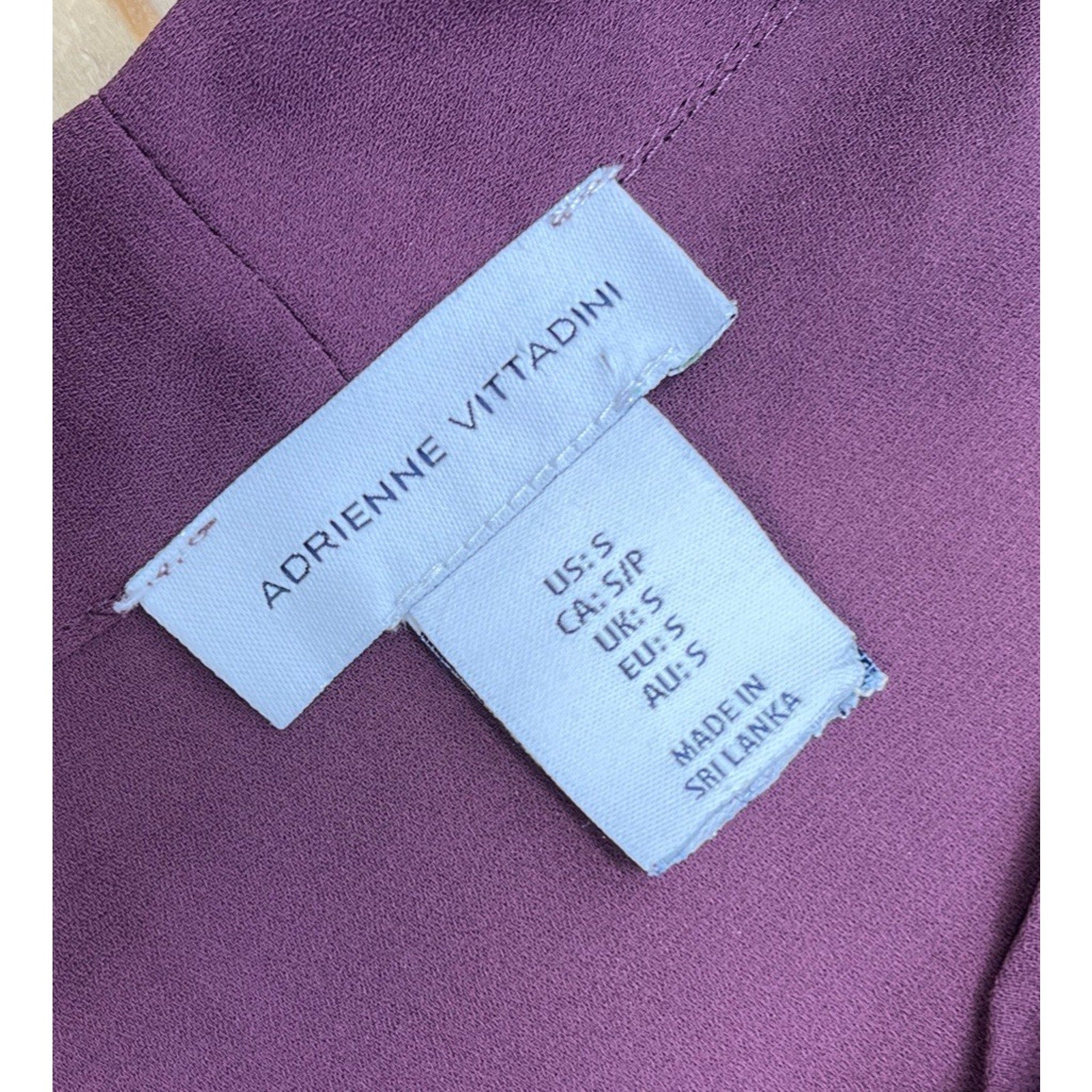 Adrienne Vittadini Tie Front Size S Purple Blouse