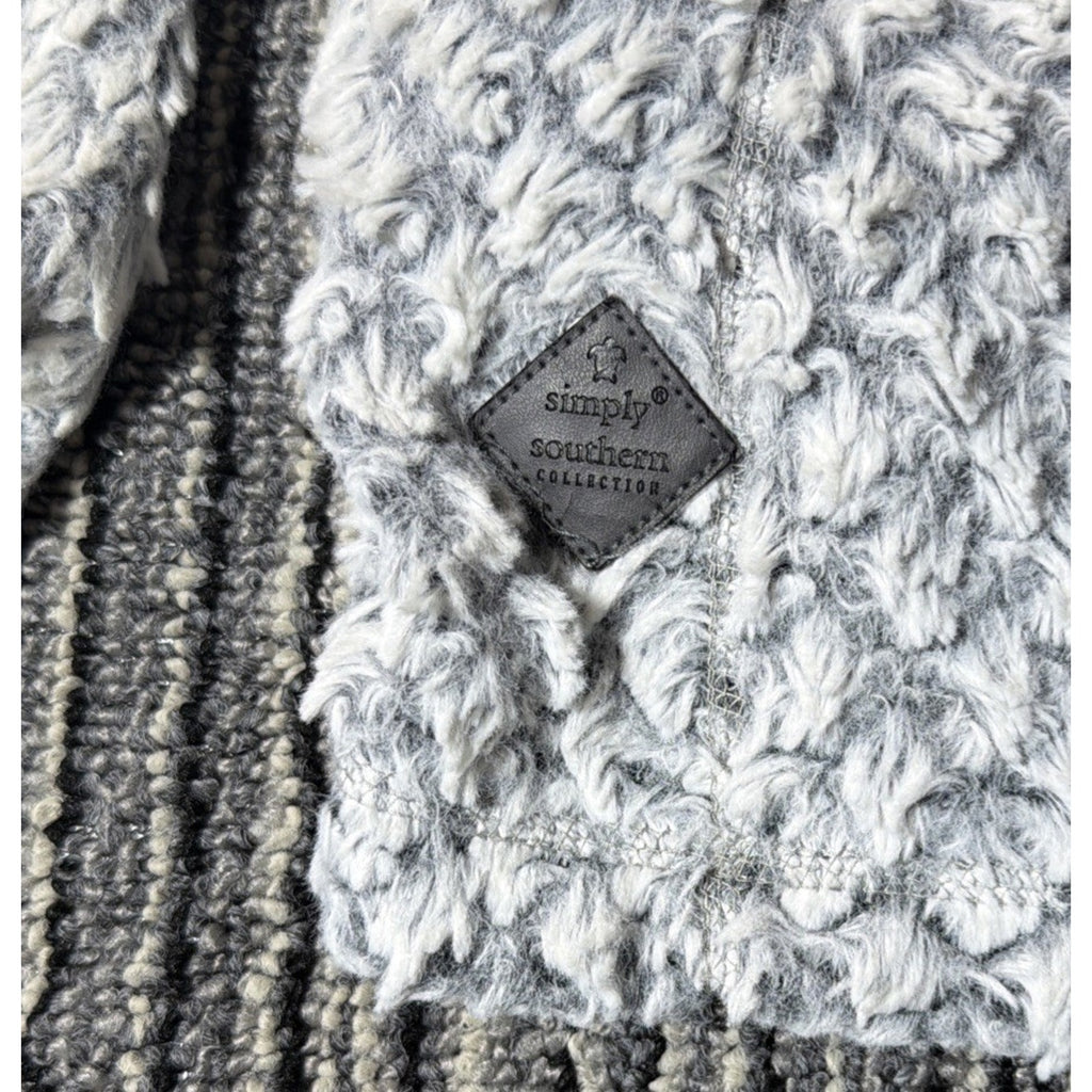 Women's Simply Southern White Gray Diamond Sherpa 1/4 Zip Pullover Fleece Size S