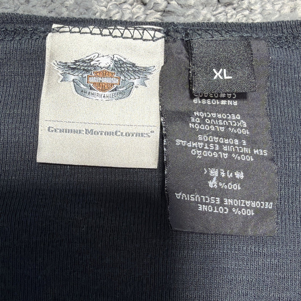 Vintage Y2K Harley Davidson Black Indie Grunge Long Sleeve Biker Shirt XL