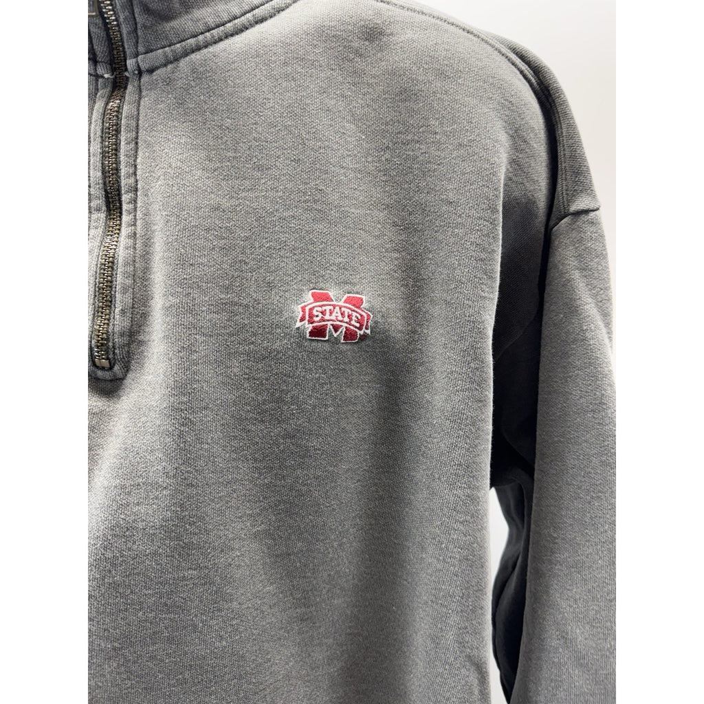 Mississippi State 1/4 Zip MSU Gray Pullover Size Men’s X-Large see Stain Pic